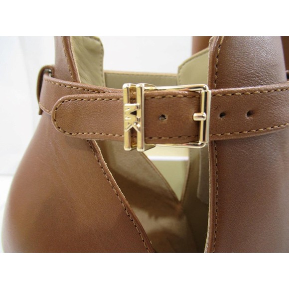 Michael Kors Lawson Open Toe High Heel Buckled Sandals Booties Luggage Size 8 - Picture 6 of 8